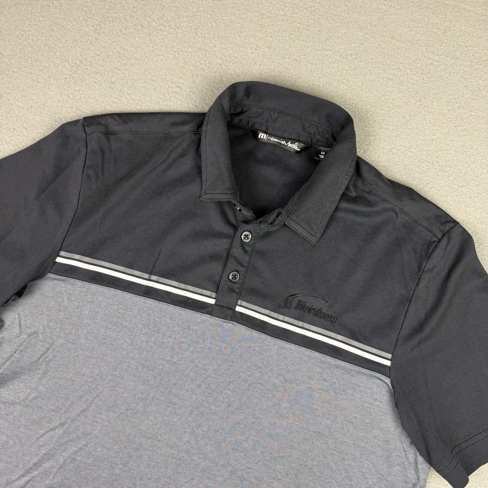 Travis Mathew‎ Golf Polo Shirt Mens Medium Black And Gray Performance Logo